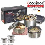Coobinox® Airtight Stainless Steel Food Container Set (CO-33-03) - SUS 304 Stackable Set (550ml x2 & 800ml x1)